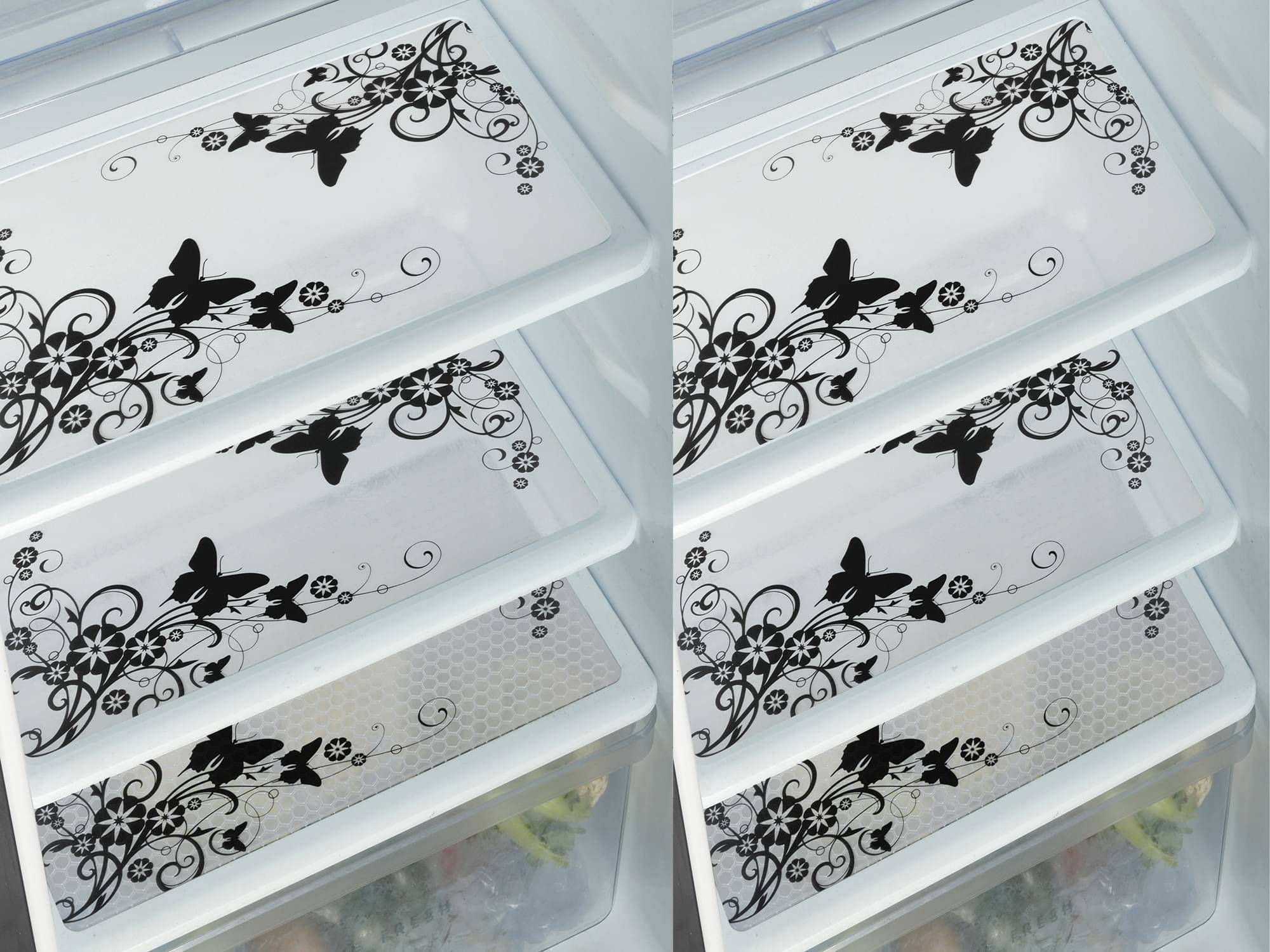 Crosmo PVC Abstract Fridge Mats ( 45 30 ) Pack of 6 - White Crosmo PVC Abstract Fridge Mats ( 45 30 ) Pack of 6 - White