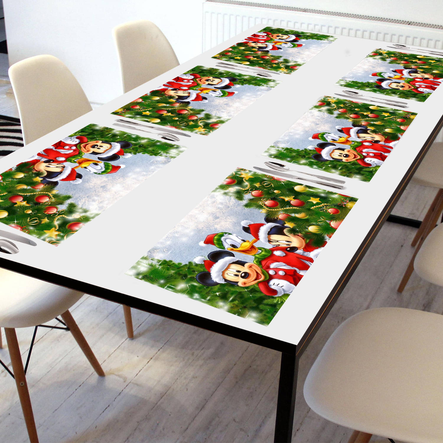     			Crosmo PVC Abstract Printed Table Mats ( 45 cm x 30 cm ) Pack of 6 - Green