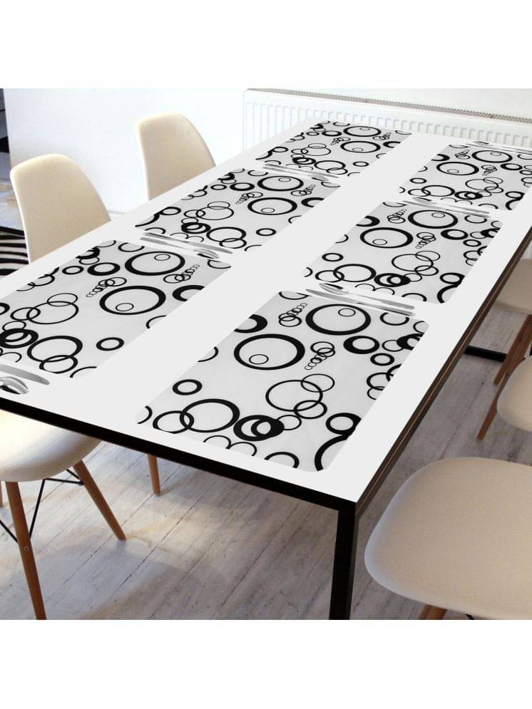 Crosmo PVC Abstract Printed Table Mats ( 45 cm x 30 cm ) Pack of 6 - Black Crosmo PVC Abstract Printed Table Mats ( 45 cm x 30 cm ) Pack of 6 - Black