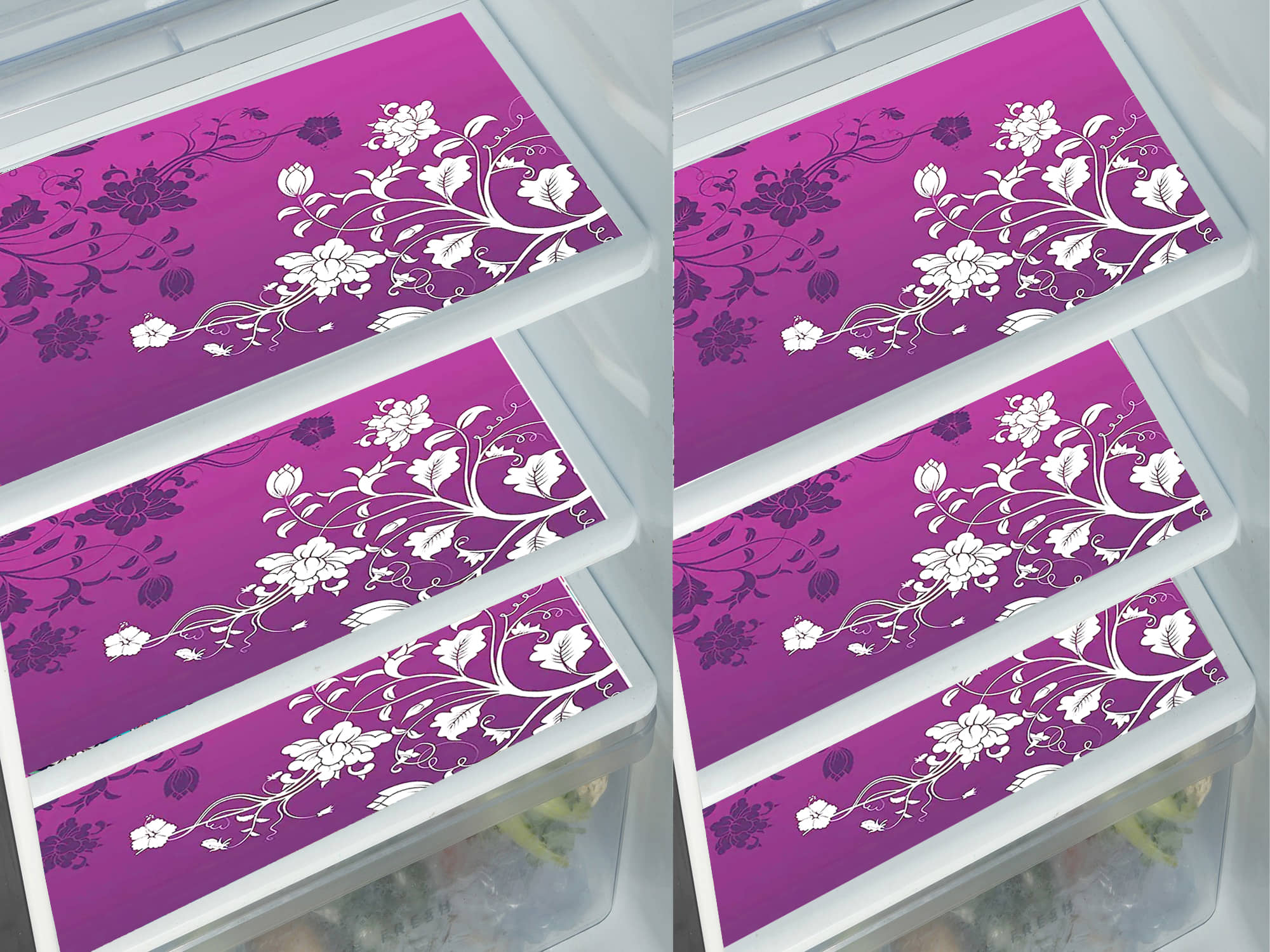 Crosmo PVC Floral Fridge Mats ( 45 30 ) Pack of 6 - Wine