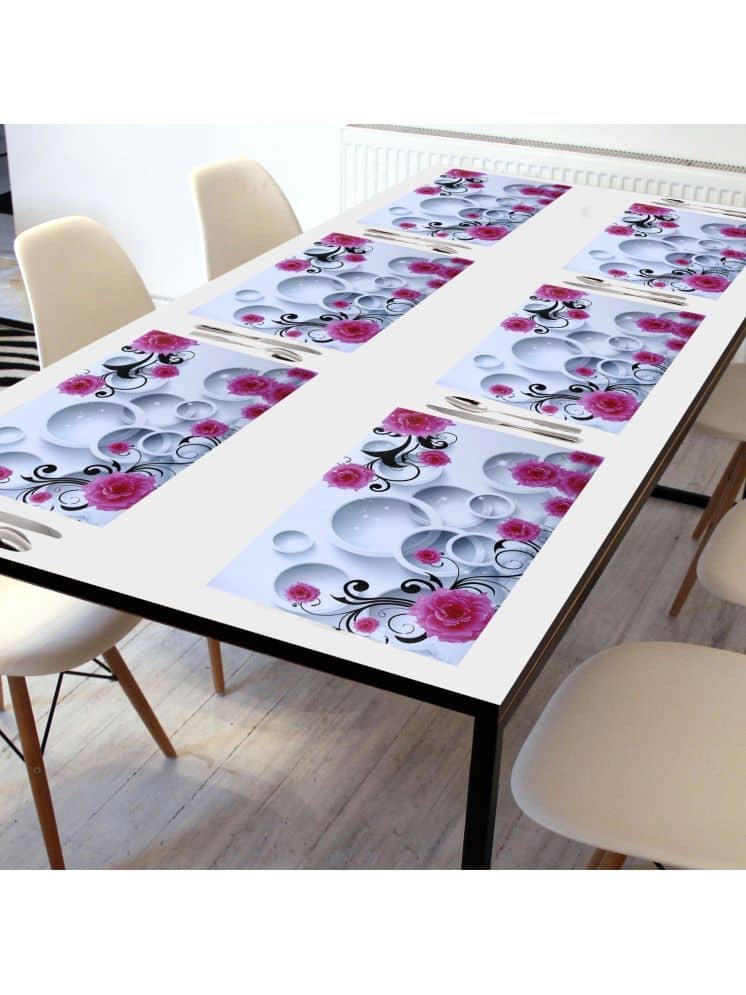 Crosmo PVC Floral Table Mats ( 45 cm x 30 cm ) Pack of 6 - Multi