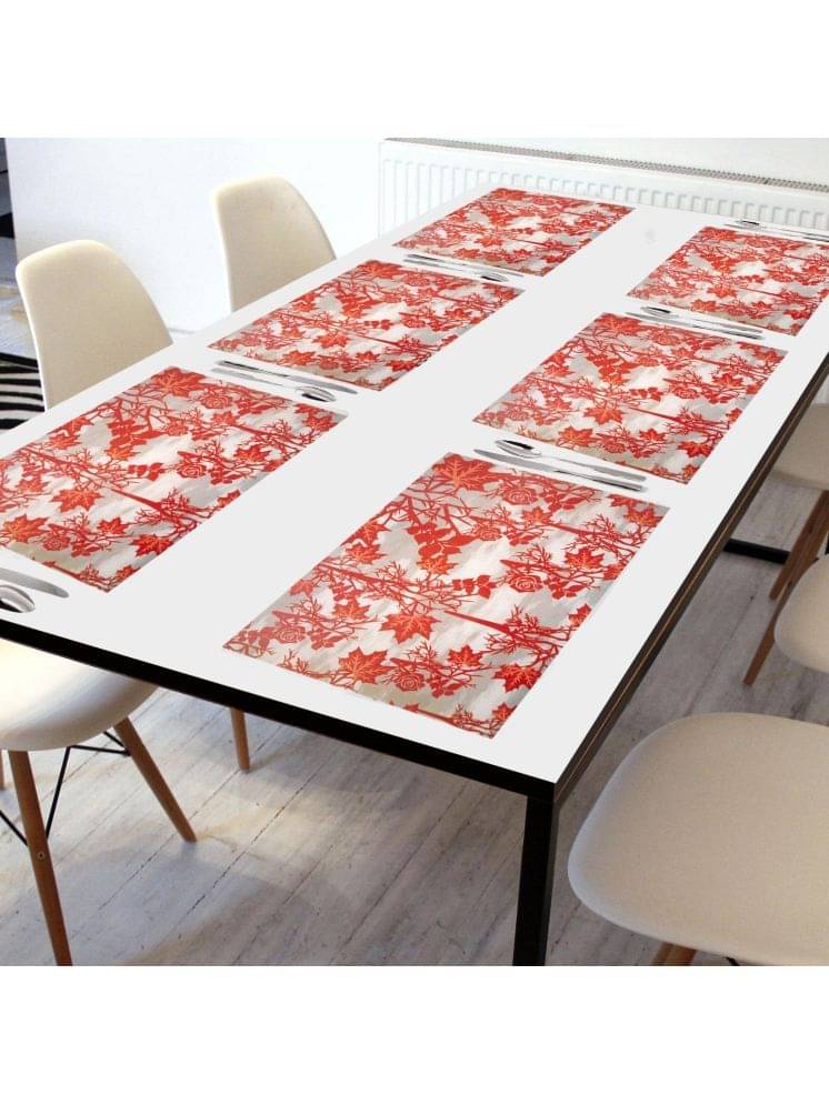     			Crosmo PVC Nature Table Mats ( 45 cm x 30 cm ) Pack of 6 - Red