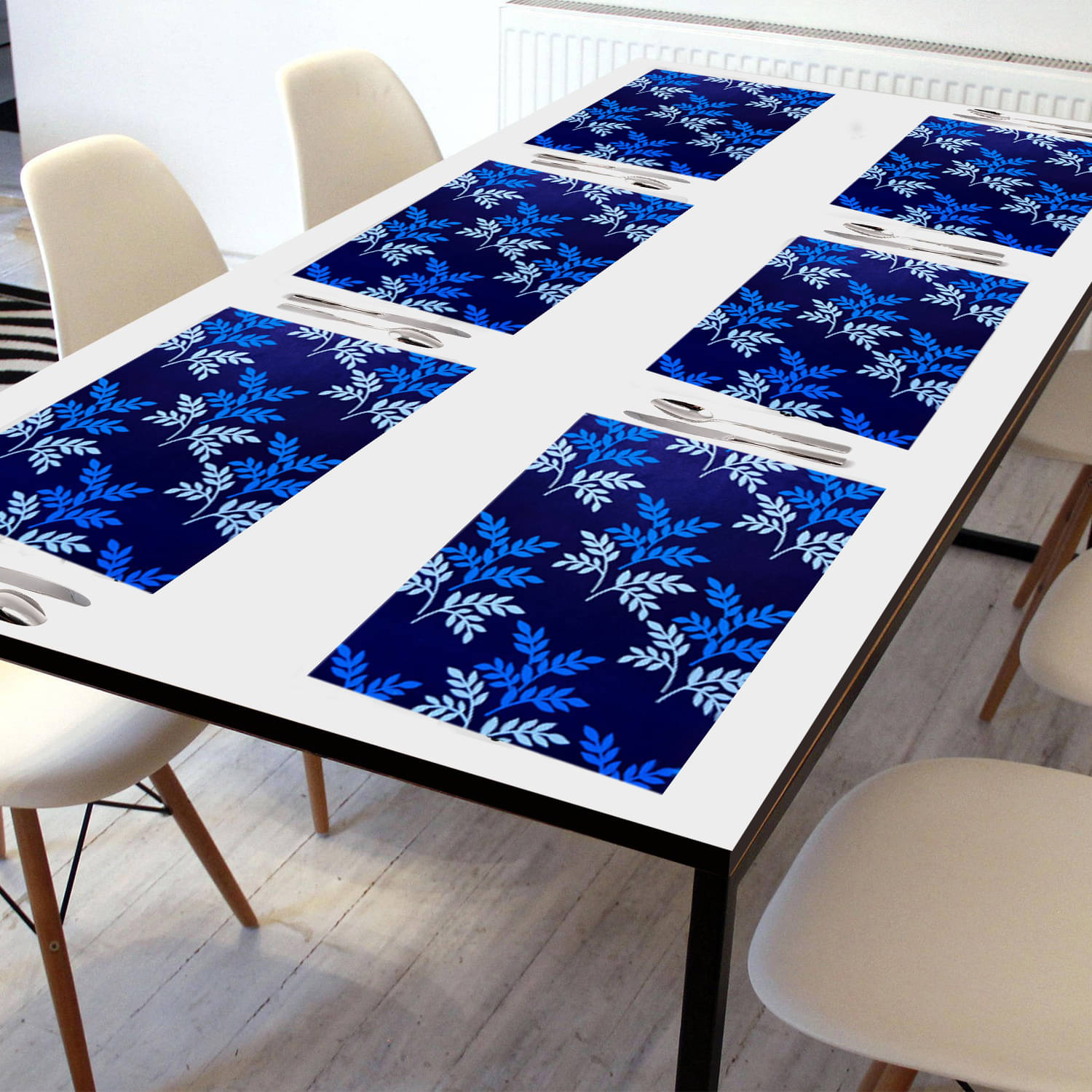 Crosmo PVC Nature Table Mats ( 45 cm x 30 cm ) Pack of 6 - Blue Crosmo PVC Nature Table Mats ( 45 cm x 30 cm ) Pack of 6 - Blue