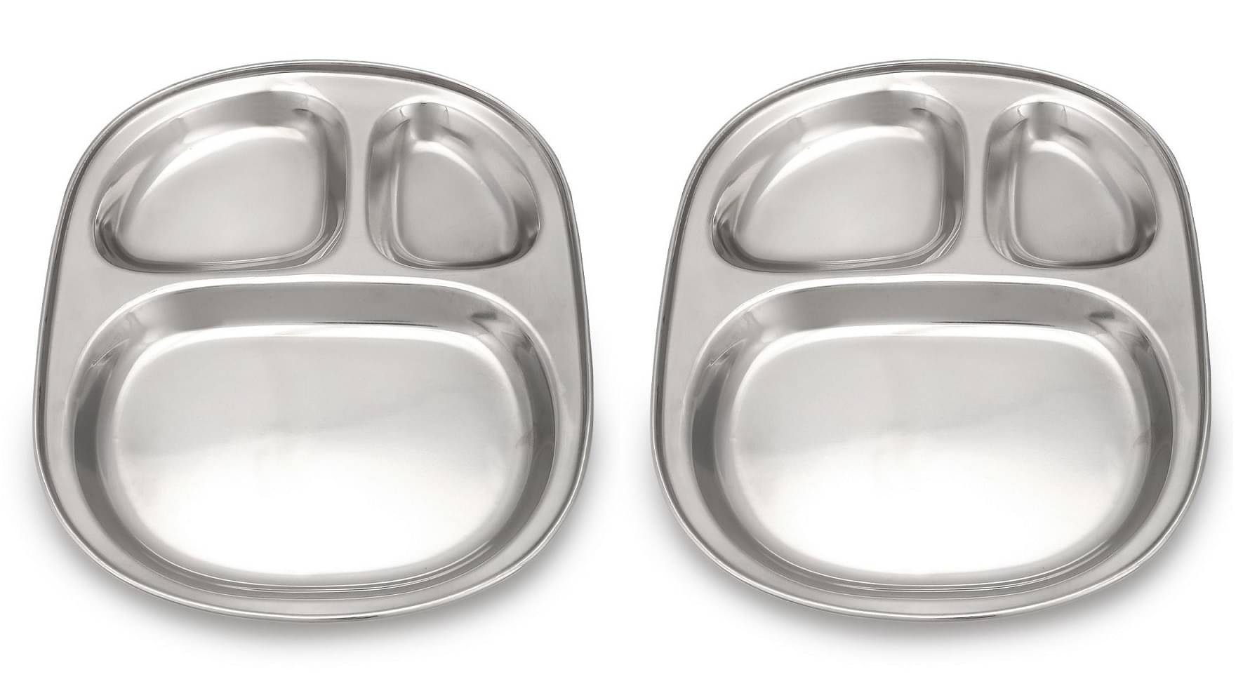 Dynore 2 Pcs Stainless Steel Silver Partition Plate Dynore 2 Pcs Stainless Steel Silver Partition Plate