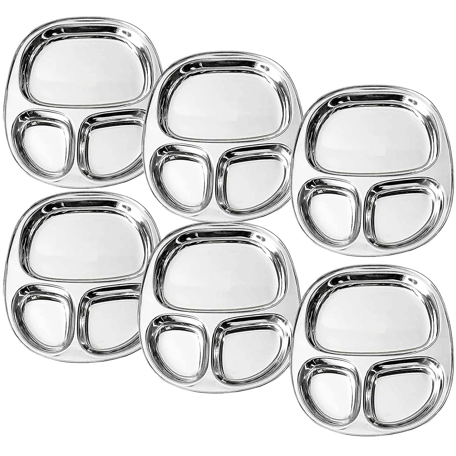 Dynore 6 Pcs Stainless Steel Silver Partition Plate Dynore 6 Pcs Stainless Steel Silver Partition Plate