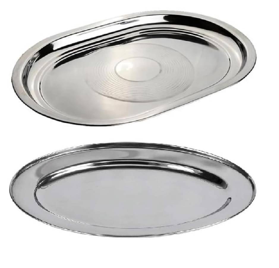 Dynore Serving Tray Plain Stainless Steel Serving Tray 200 ml Silver ( Set of 2 ) Dynore Serving Tray Plain Stainless Steel Serving Tray 200 ml Silver ( Set of 2 )