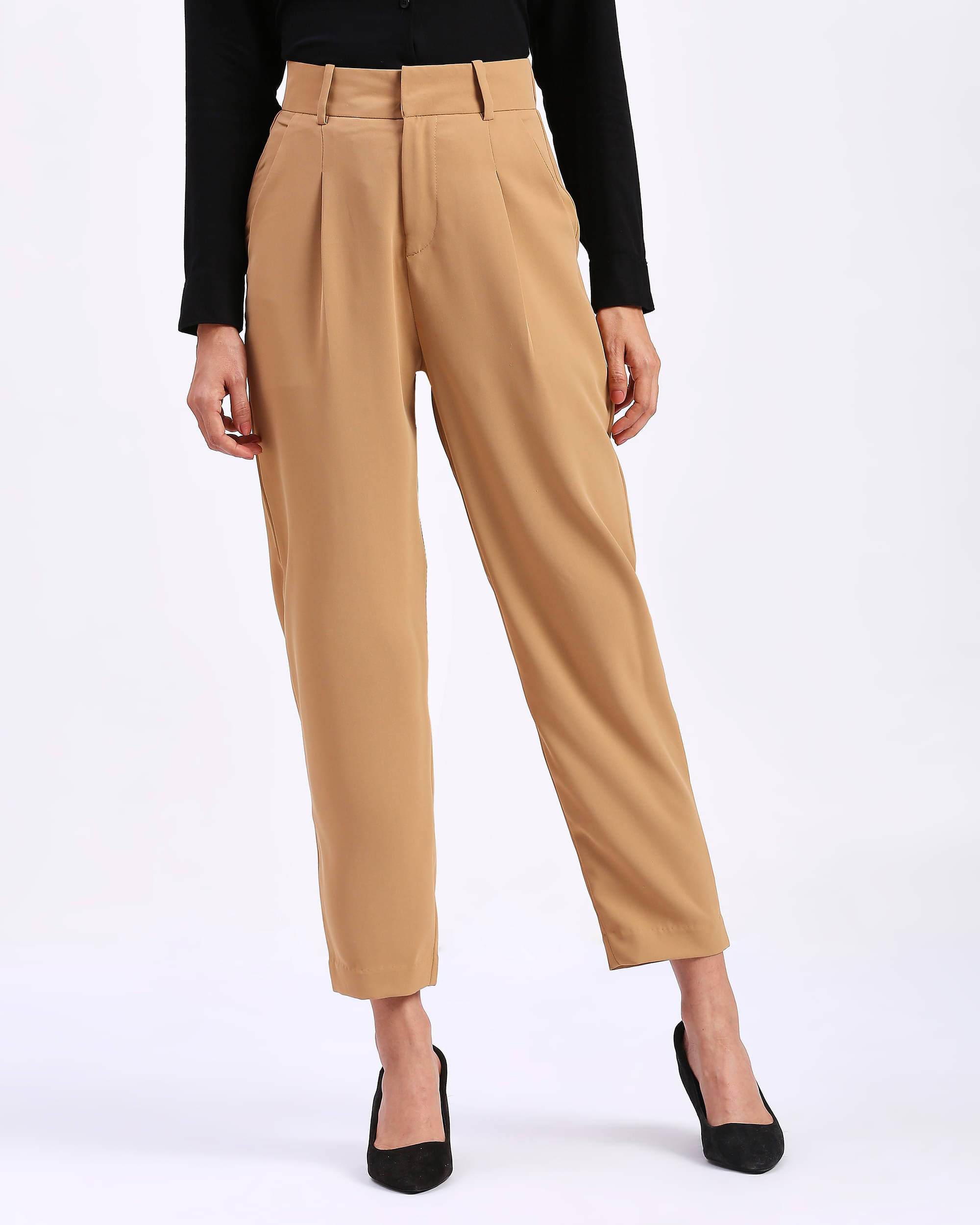     			FITHUB Beige Polyester Regular Women's Casual Pants ( Pack of 1 )