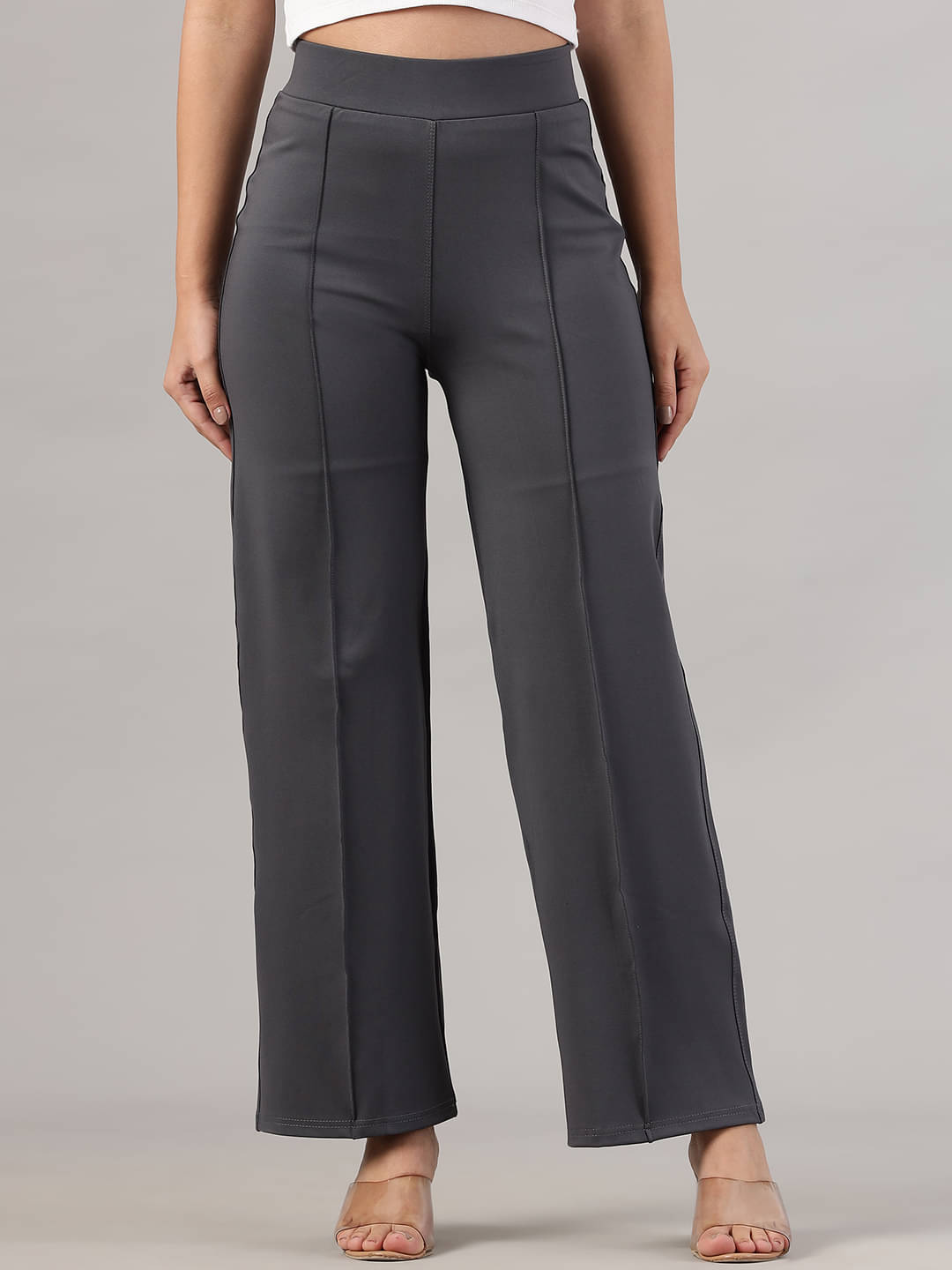     			FITHUB Grey Polyester Regular Women's Bootcut Pants ( Pack of 1 )