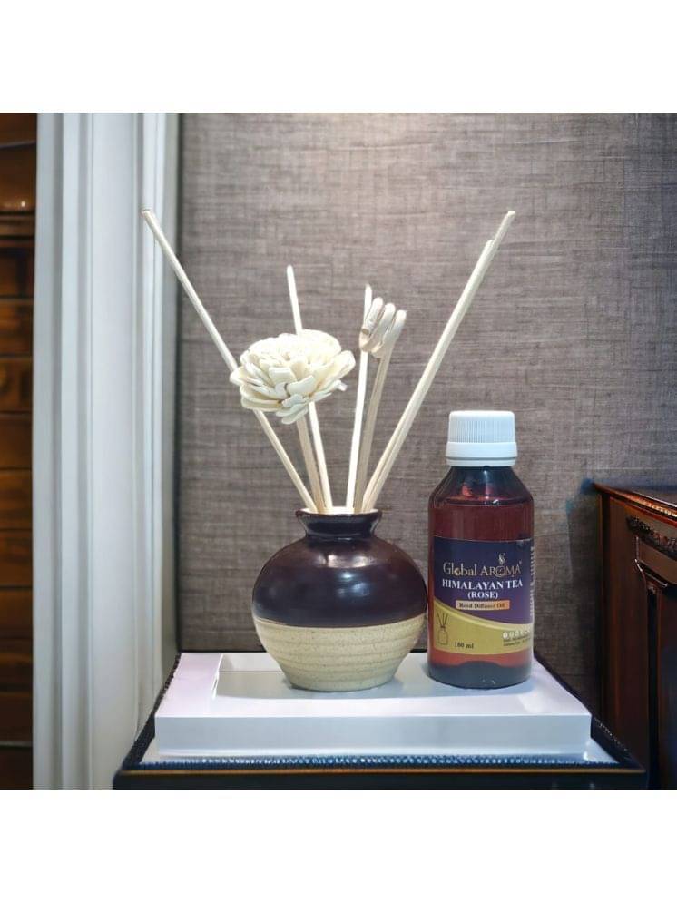GLOBAL AROMA H-Tearose Fragrance Ceramic Pot Reed Diffusers Set 100ML GLOBAL AROMA H-Tearose Fragrance Ceramic Pot Reed Diffusers Set 100ML