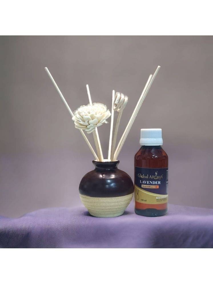 GLOBAL AROMA Lavender Fragrance Ceramic Pot Reed Diffusers Set 100ML GLOBAL AROMA Lavender Fragrance Ceramic Pot Reed Diffusers Set 100ML