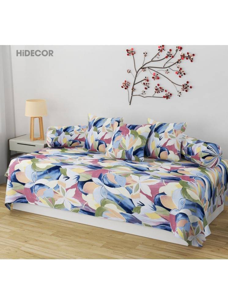 HIDECOR Cotton Floral Diwan Set 6 Pcs - Multi HIDECOR Cotton Floral Diwan Set 6 Pcs - Multi