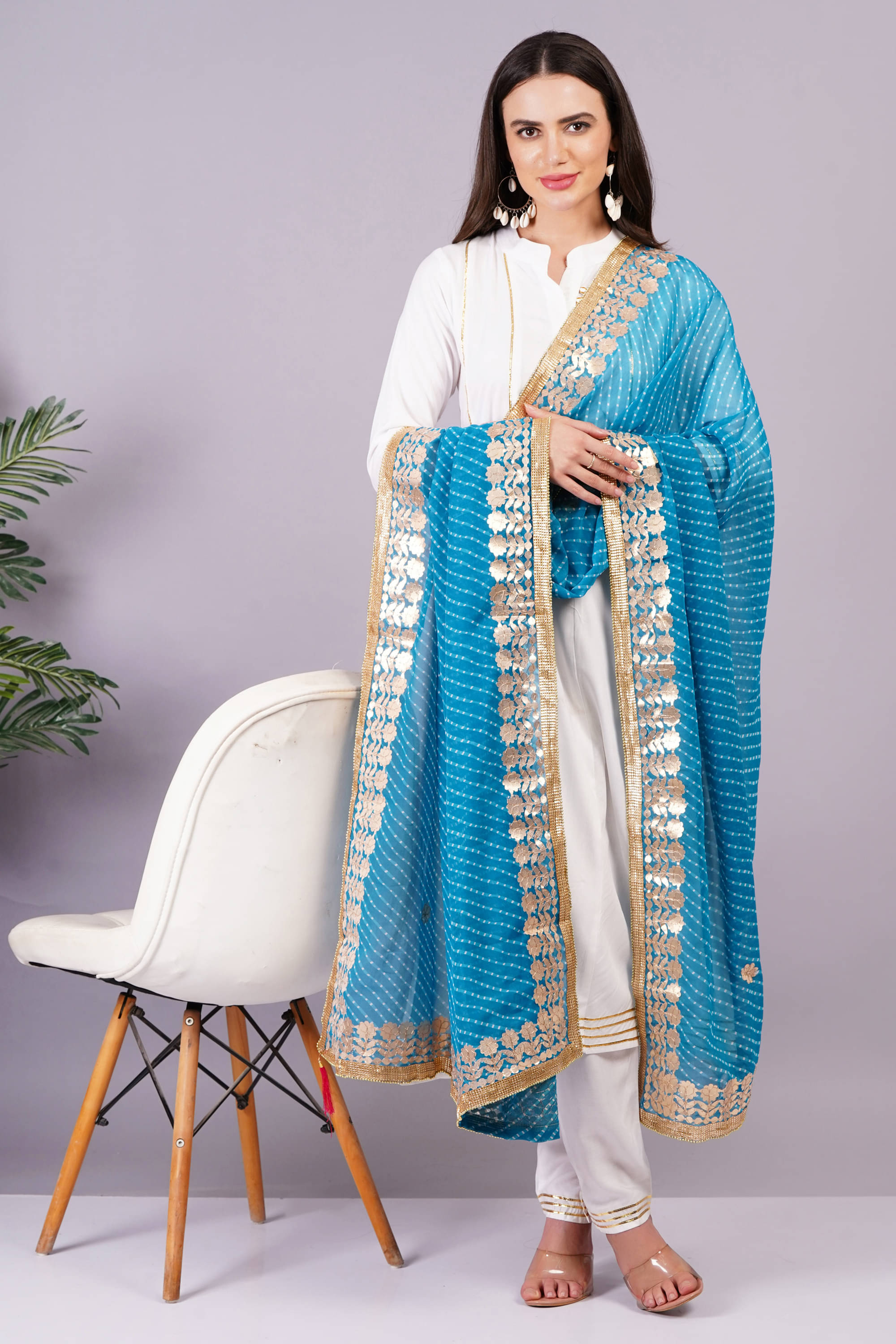     			JC4U Rayon Applique Kurti With Pants Women's Stitched Salwar Suit - White ( Pack of 1 )