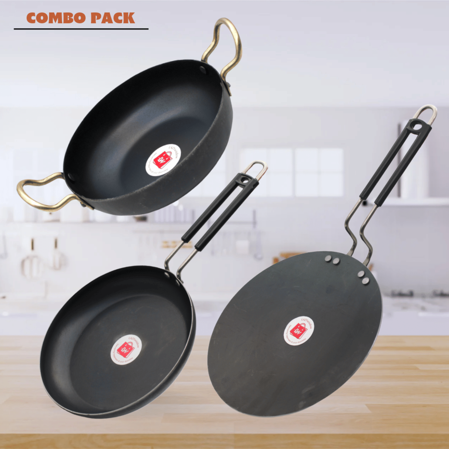     			LAZYWINDOW Black Iron No Coating Cookware Sets ( Set of 1 )