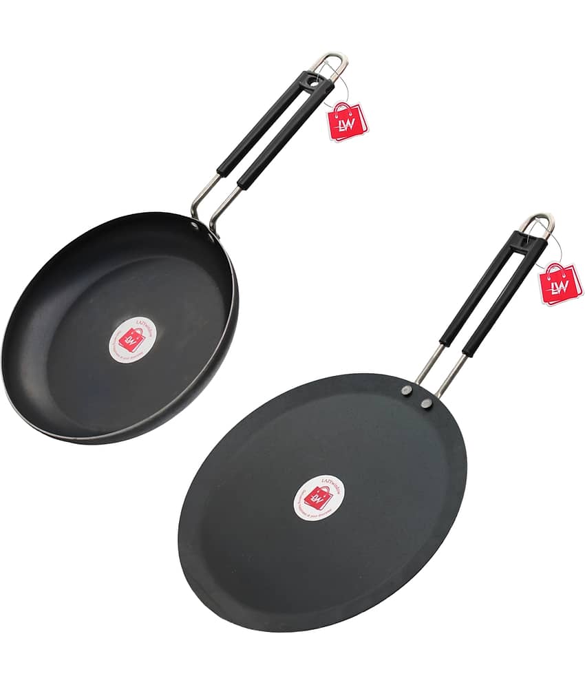 LAZYWINDOW Iron Fry Pan & Tawa Black Iron No Coating ( Set of 1 ) - Cookware | Buy online on ZillyBuy