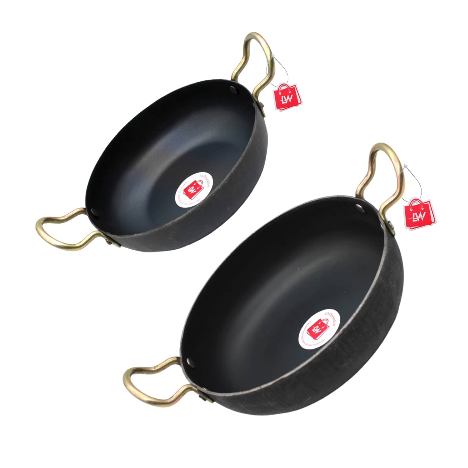 LAZYWINDOW Iron Kadhai Black Iron No Coating Cookware Sets ( Set of 1 ) - Cookware | Buy online on ZillyBuy
