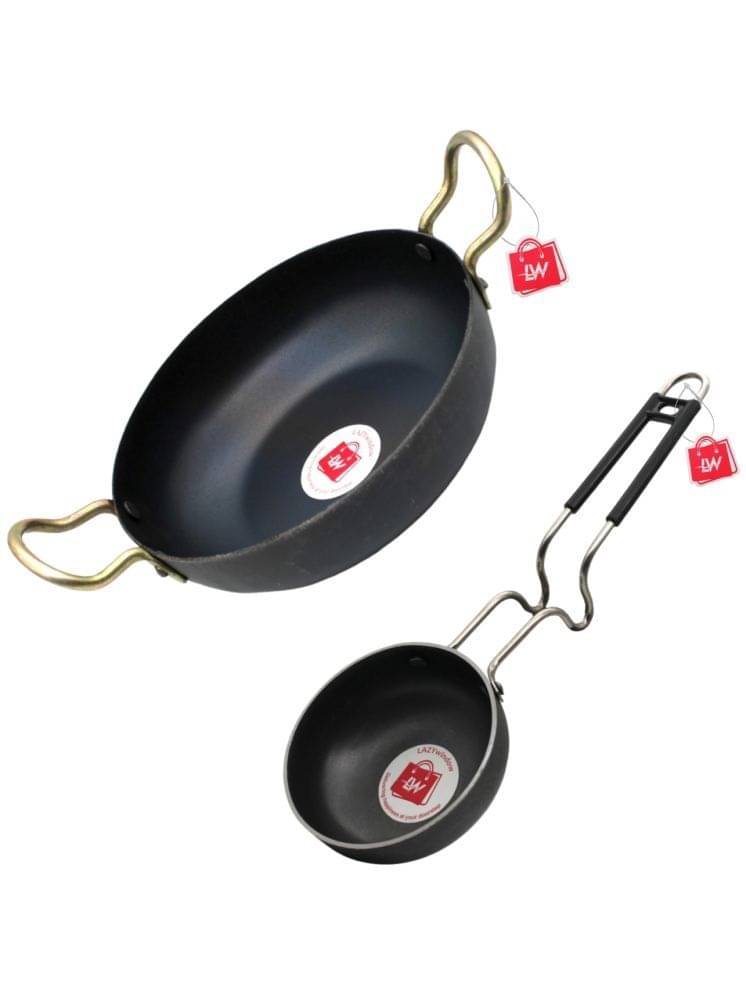 LAZYWINDOW Kadhai And Tadka Pan Black Iron No Coating Cookware Sets ( Set of 1 ) LAZYWINDOW Kadhai And Tadka Pan Black Iron No Coating Cookware Sets ( Set of 1 )