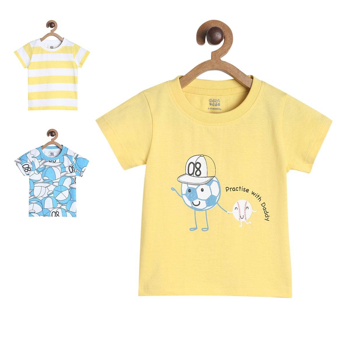     			MINI KLUB Pack of 3 Baby Boys Cotton T-Shirt ( Multi )
