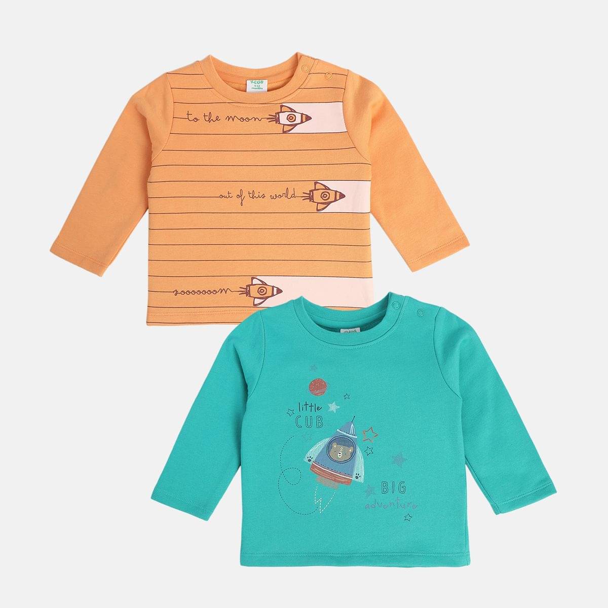     			MINI KLUB Pack of 2 Baby Boys Cotton T-Shirt ( Multi )