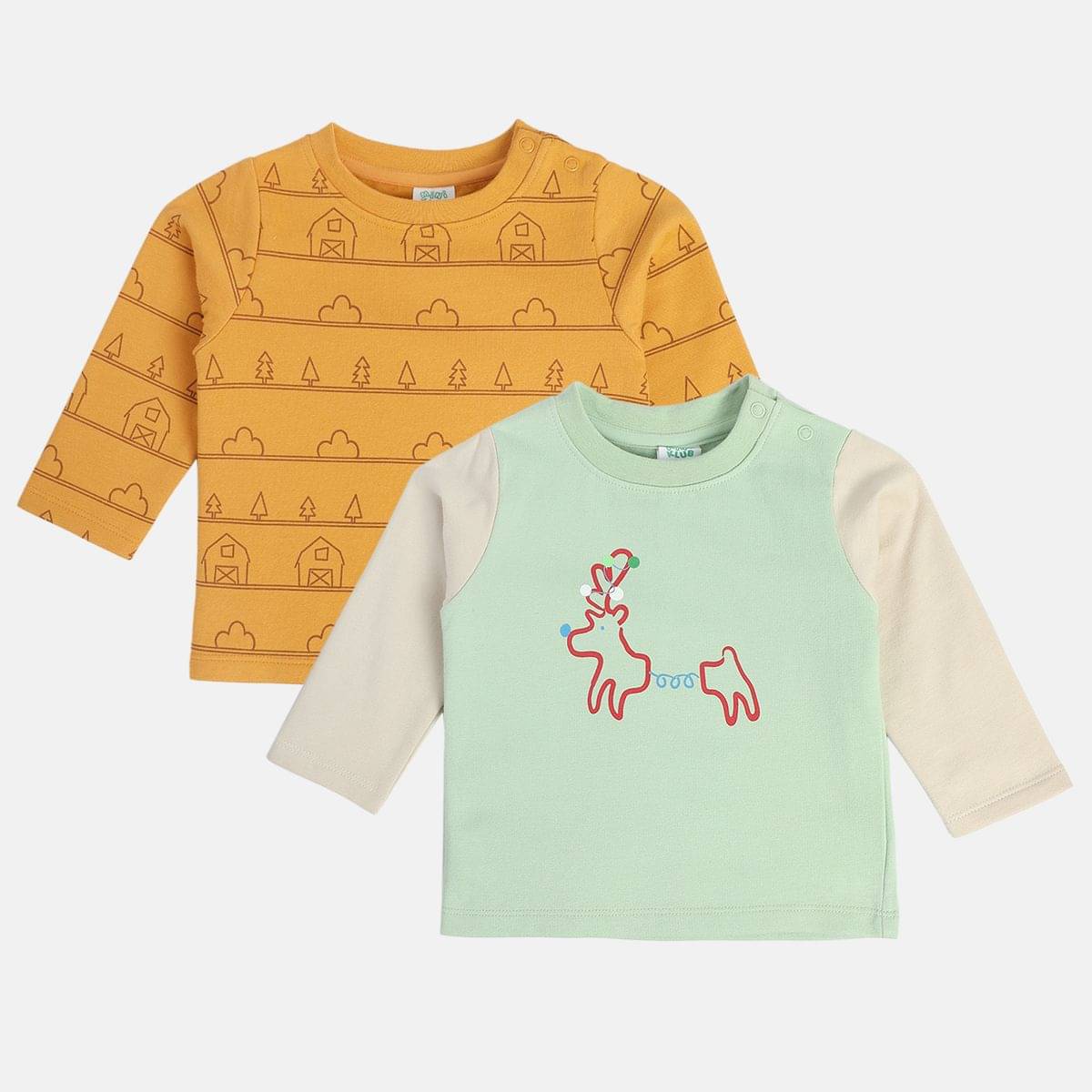     			MINI KLUB Pack of 2 Baby Boys Cotton T-Shirt ( Multi )