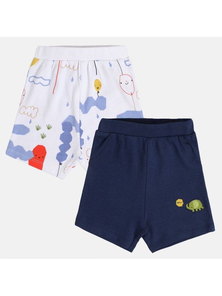     			Miniklub Baby Boys  Thigh Length Knit Shorts, Pack of 2 (Navy/White Color)
