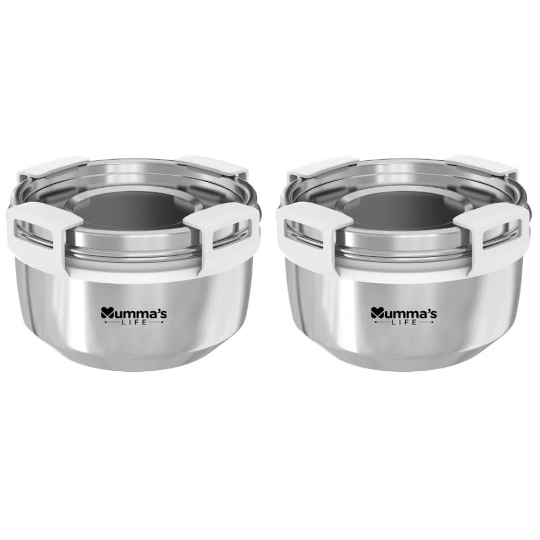 Mumma's Life Steel Silver Food Container ( Set of 2 )