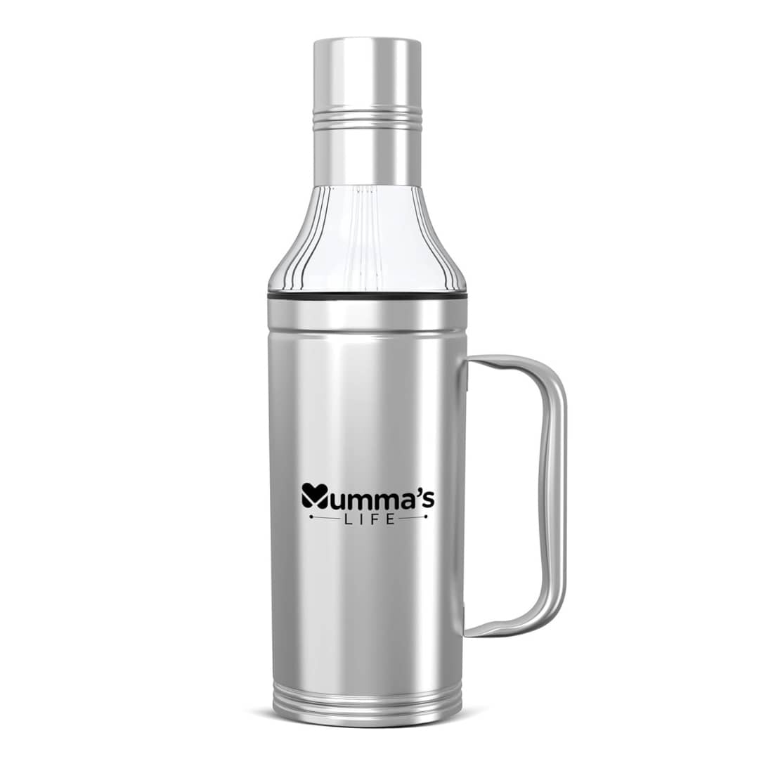 Mumma's Life Steel Silver Oil Container ( Set of 1 )