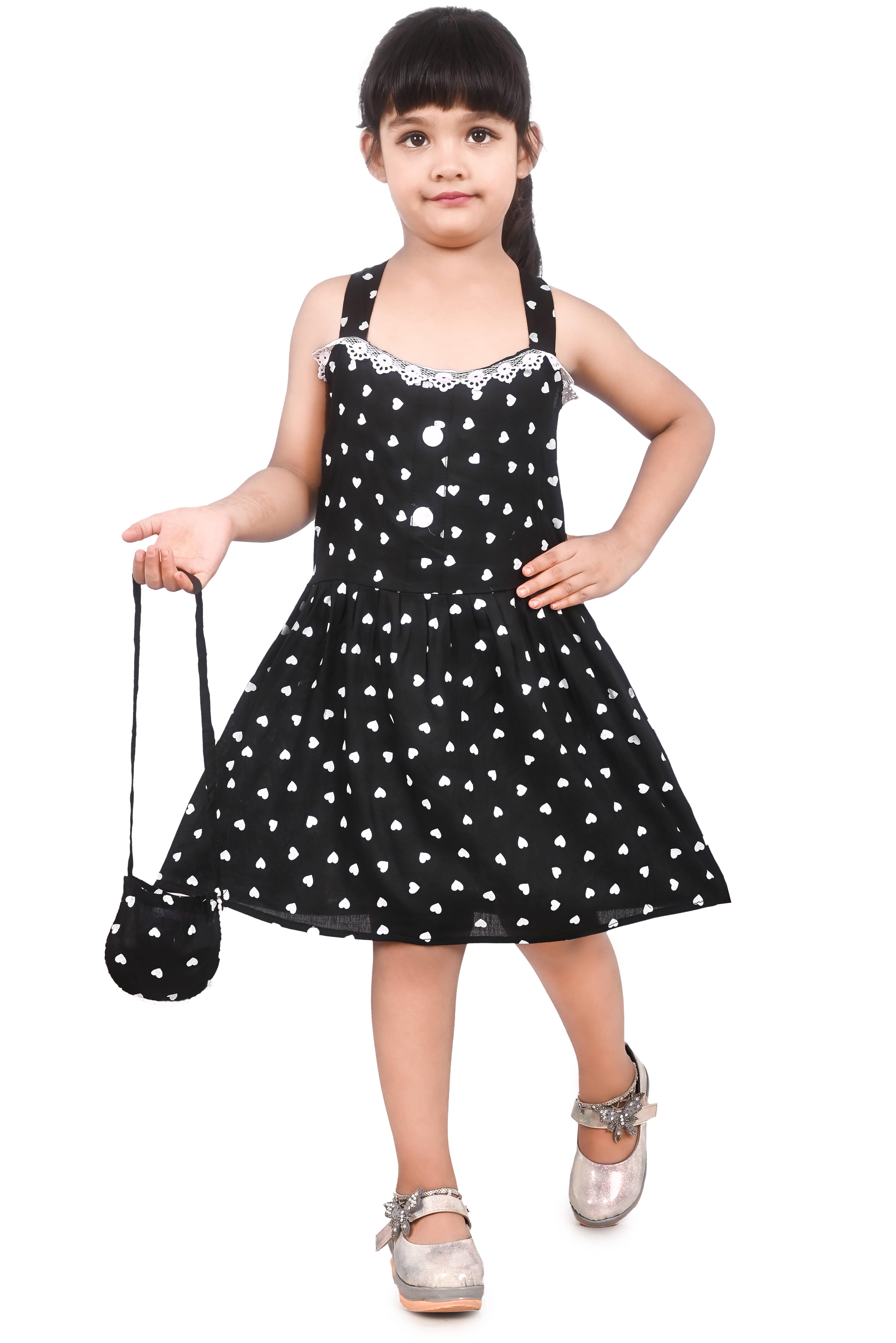     			NIPU CREATION Cotton Blend Frock For Girls ( Pack of 1 , Black )