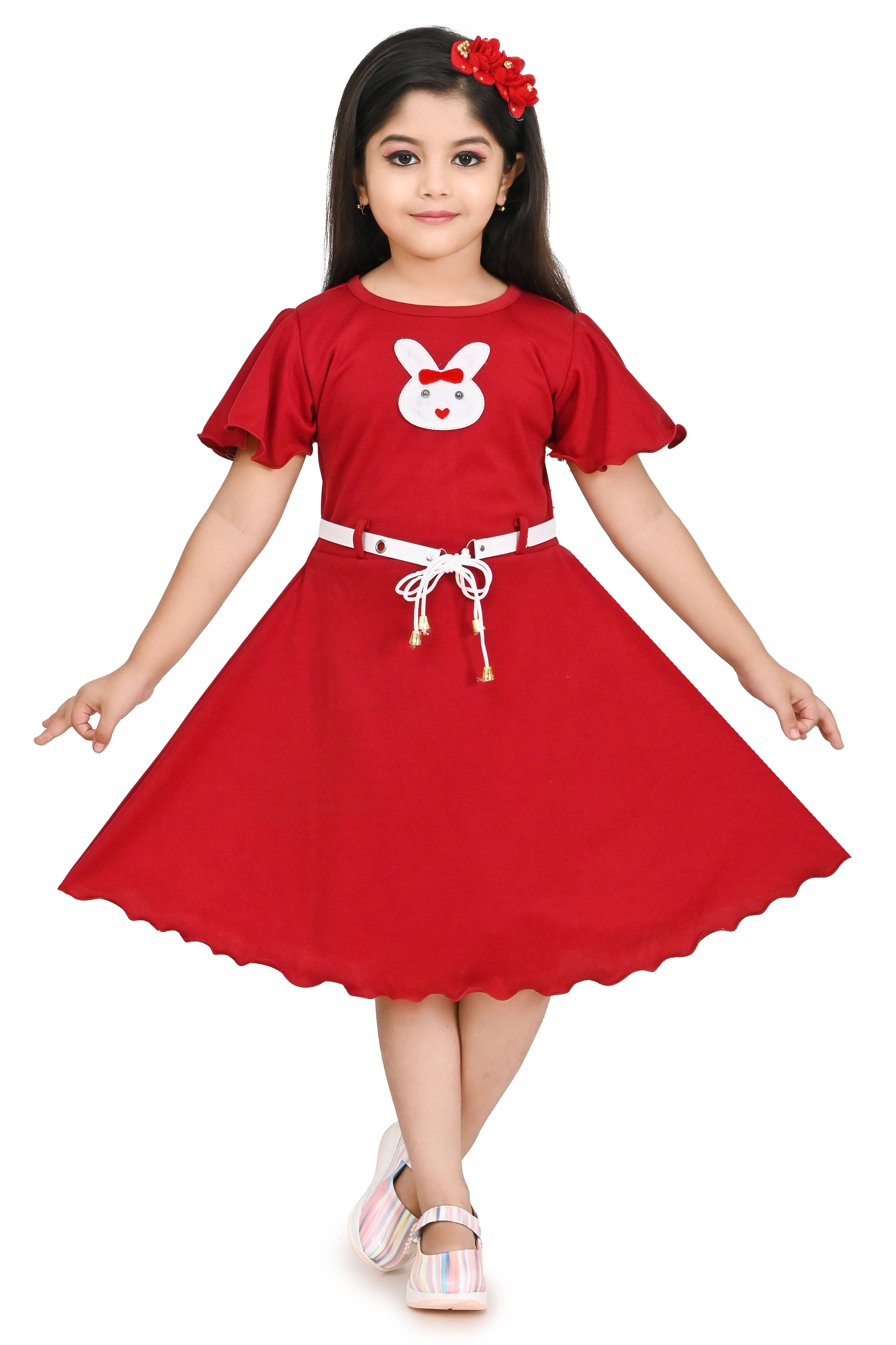 NIPU CREATION Cotton Blend Frock For Girls ( Pack of 1 , Red ) NIPU CREATION Cotton Blend Frock For Girls ( Pack of 1 , Red )