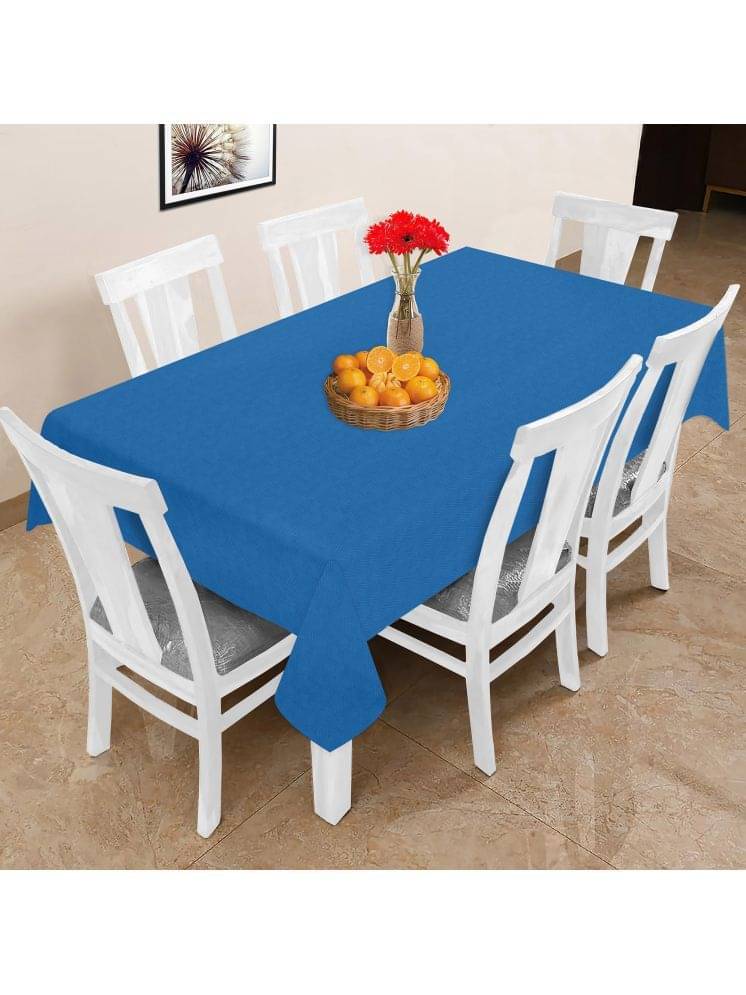     			Oasis Hometex Self Design Cotton 6 Seater Rectangle Table Cover ( 178 x 152 ) cm Pack of 1 Blue