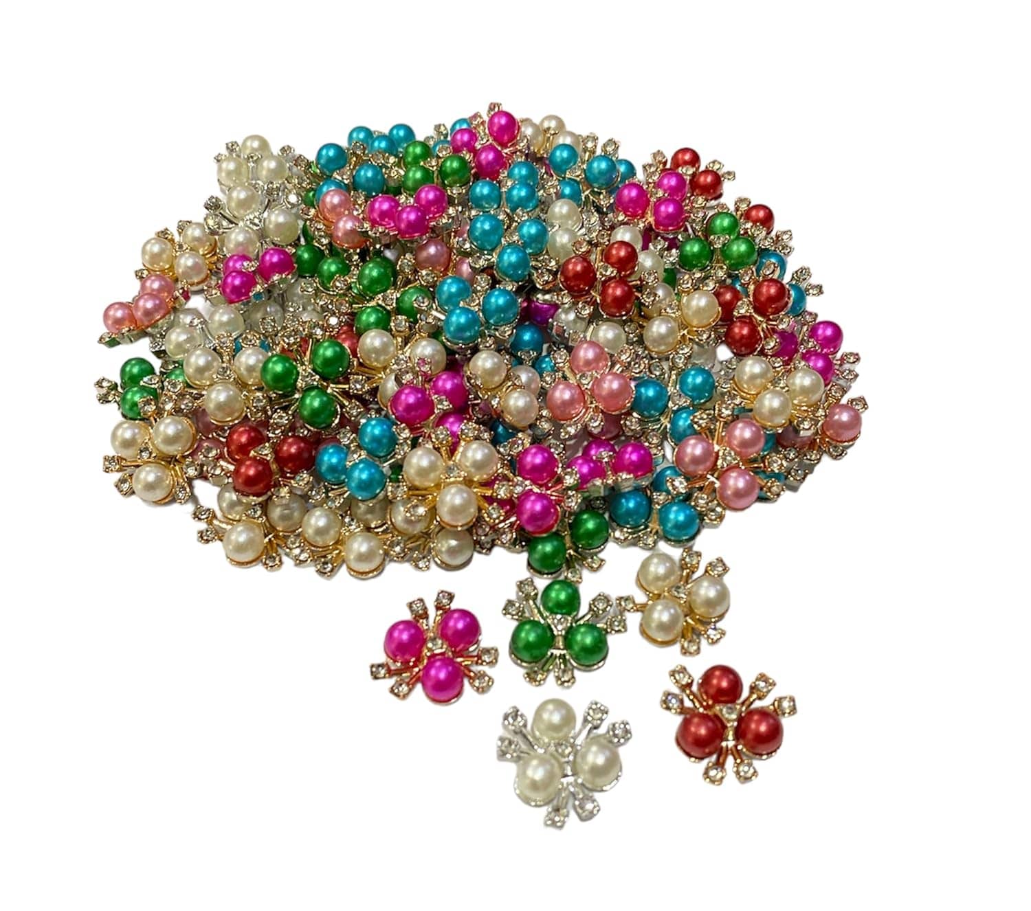 PRANSUNITA Flat Back Zarkan Rhinestone Flower Shape Buttons for Brooches, Jewelry Making, Dresses, Scrapbooking DIY Crafts, Radha Krishna Decoration – Size 20 mm – (Multi) - Stationery | Buy online on ZillyBuy