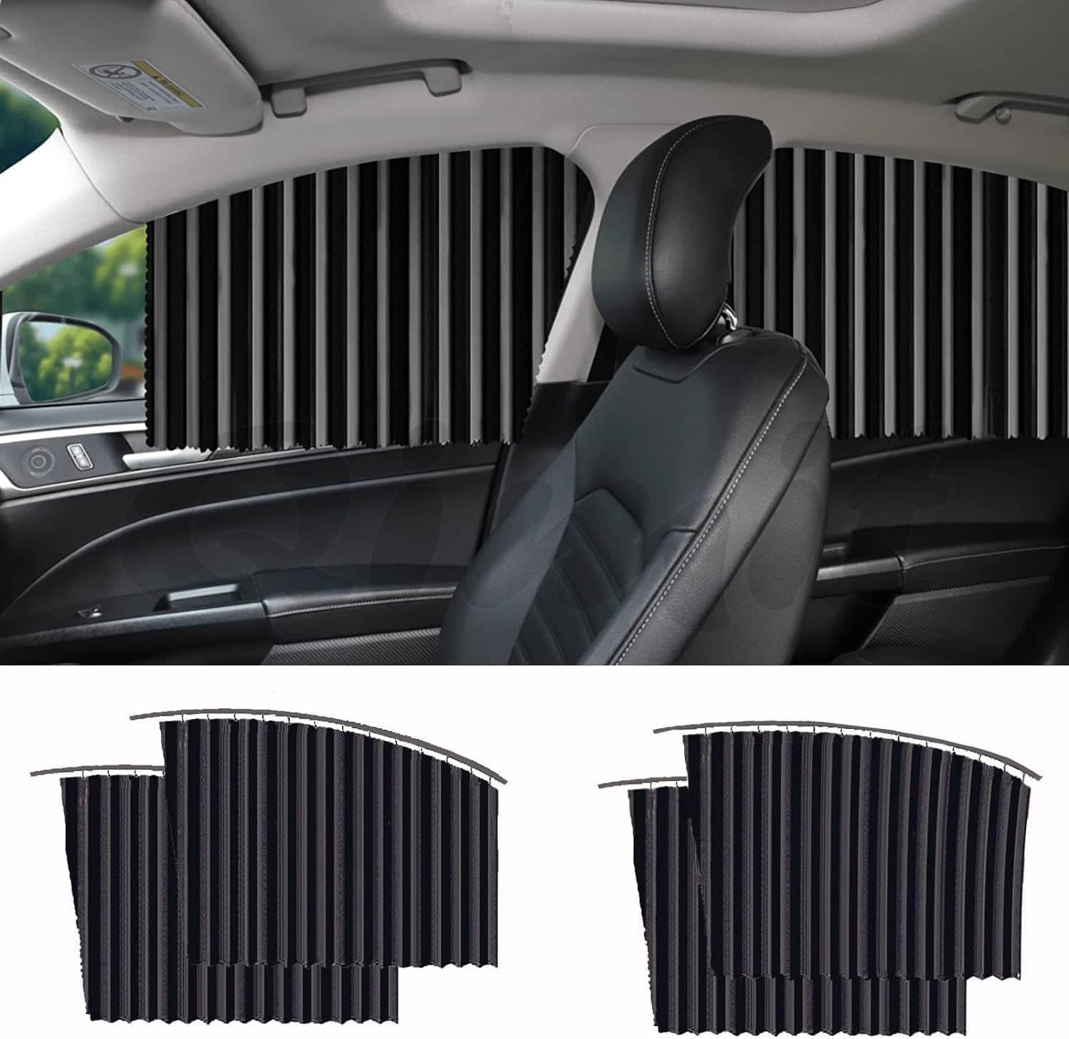 RAMDEV ENTERPRISE Universal Fit Magnetic Car Side Window Privacy Sunshade, Car Sun Shade Side Window, Magnet Pleated Curtains for Car Window, Removable Car Window Curtains (4PCS).