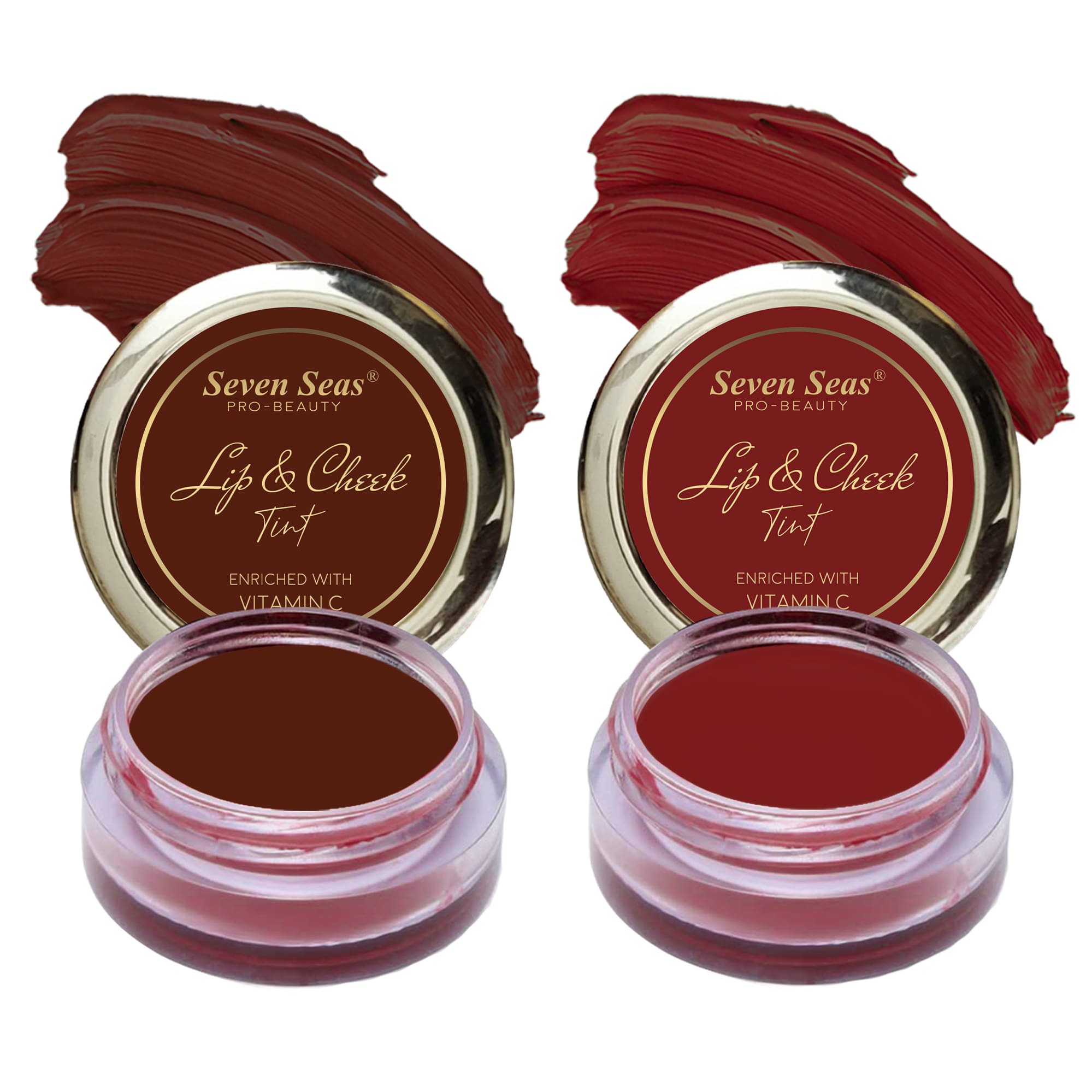Seven Seas Tint Enriched With Vitamin C For Lips,Cheeks and Eye (Maroon,Fire Brick 8g) pack of 2 Seven Seas Tint Enriched With Vitamin C For Lips,Cheeks and Eye (Maroon,Fire Brick 8g) pack of 2