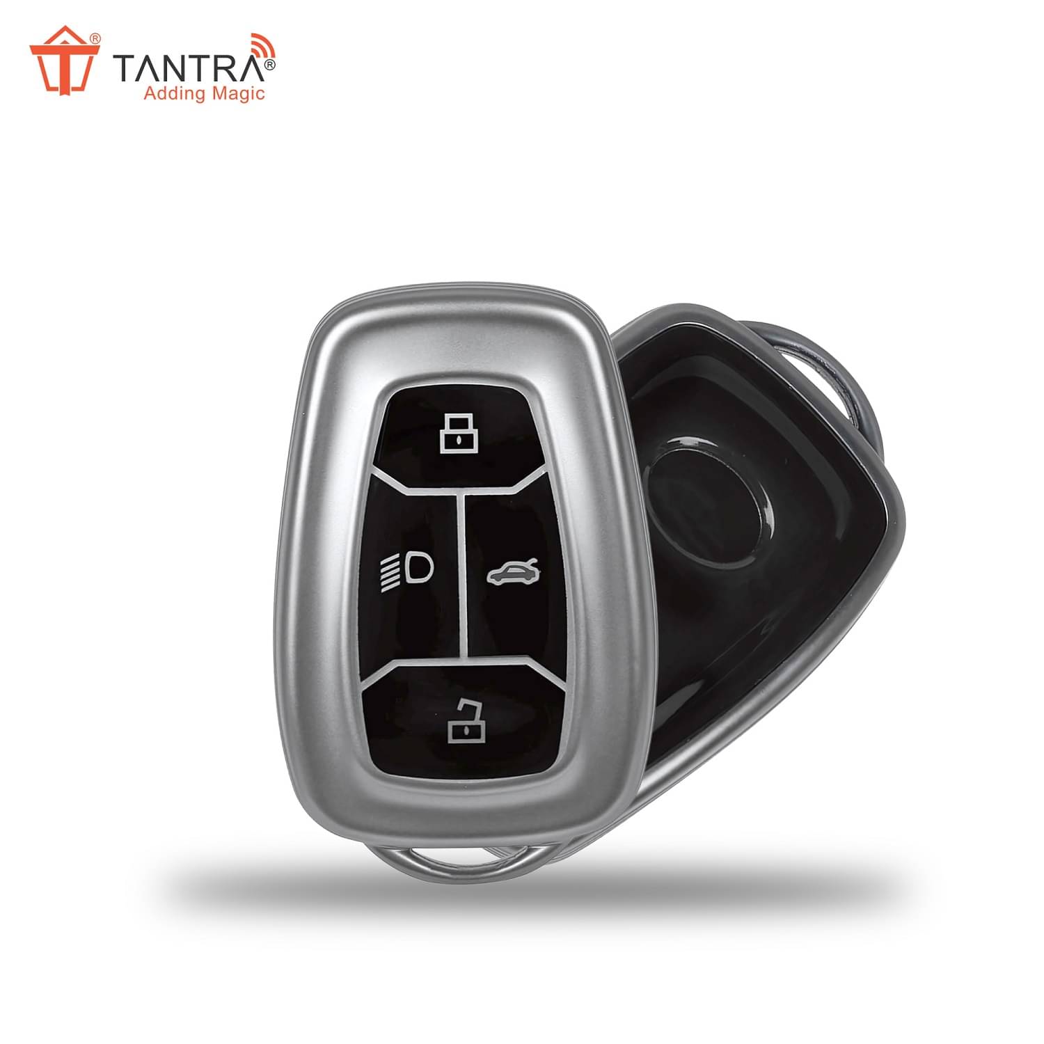 TANTRA TPU Key Cover Compatible with Tata Nexon | Harrier | Safari | Altroz | Tigor | EV | Punch | Tiago EV Electric 4 Button Smart Key Only (Grey)     			TANTRA TPU Key Cover Compatible with Tata Nexon | Harrier | Safari | Altroz | Tigor | EV | Punch | Tiago EV Electric 4 Button Smart Key Only (Grey)