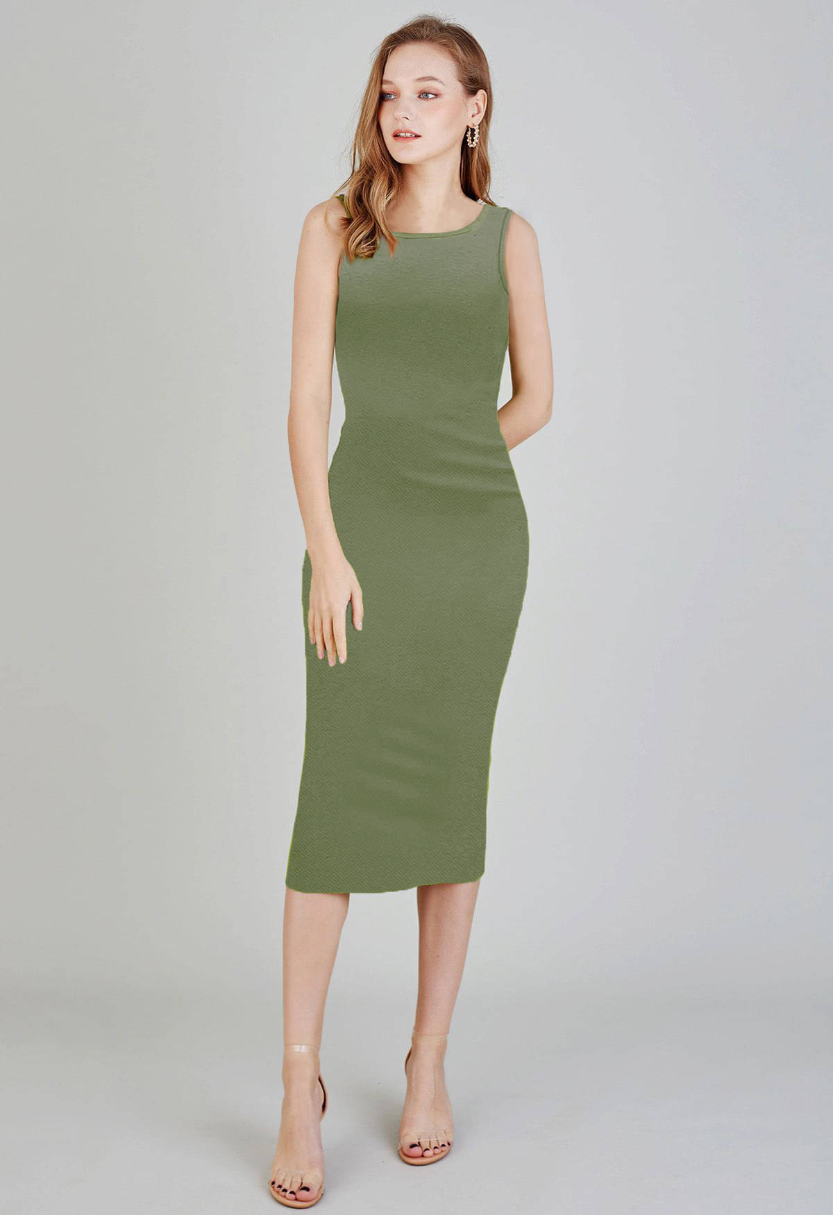 TOOCHKI Women Lycra Solid Bodycon Dress ( Green ) TOOCHKI Women Lycra Solid Bodycon Dress ( Green )