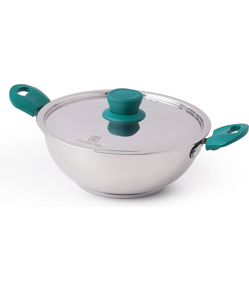 The Indus Valley Stainless Steel Non coated Deep Kadhai 8 mm ( 3.5 ) L - Cookware | Buy online on ZillyBuy