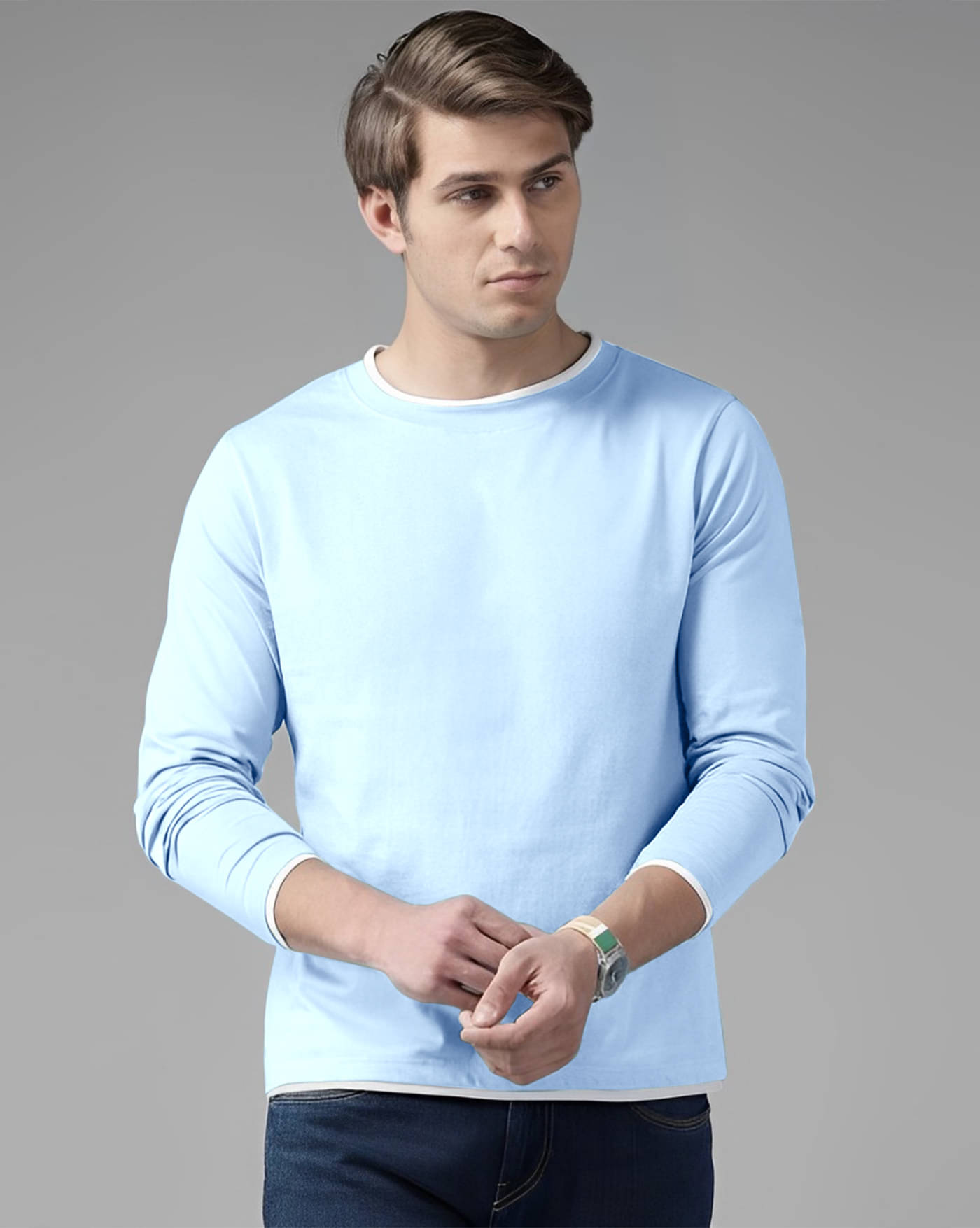     			AUSK Pack of 1 Cotton Blend Regular Fit Men's T-Shirt ( Aqua Blue )