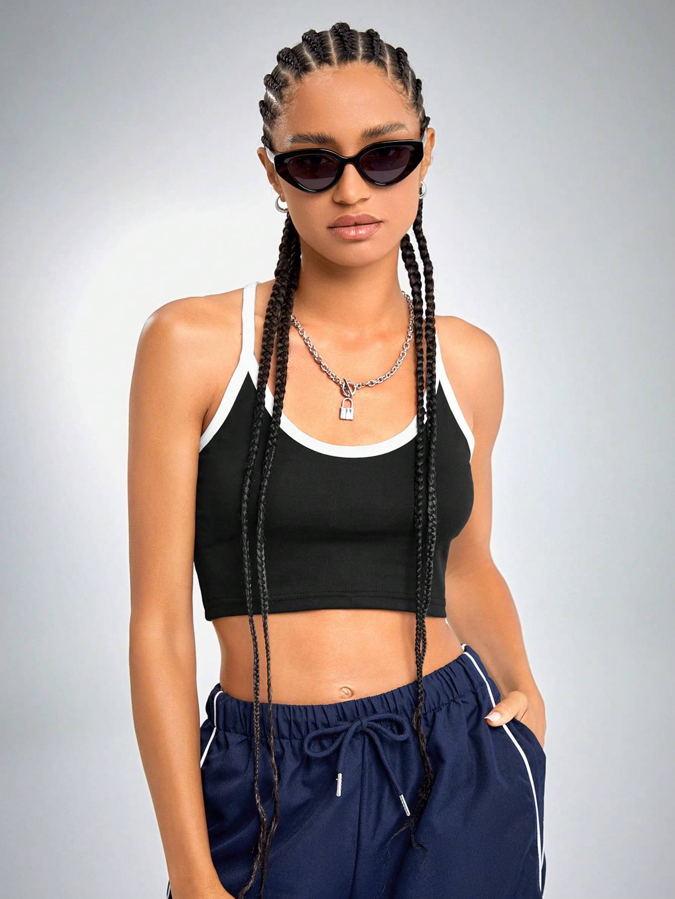     			Aahwan Women's Polyester Camisole Top ( Black )