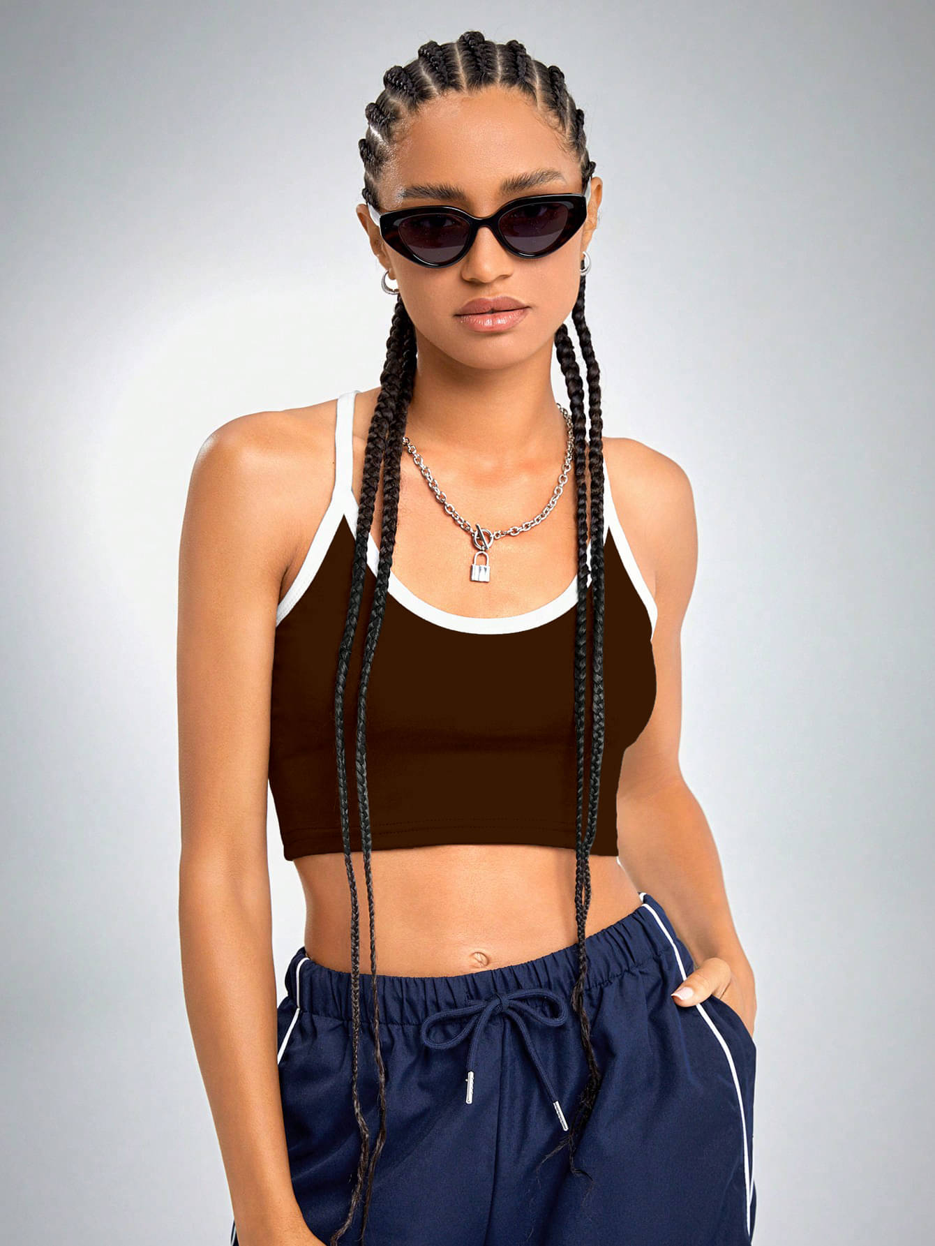 Aahwan Women's Polyester Camisole Top ( Brown ) Aahwan Women's Polyester Camisole Top ( Brown )