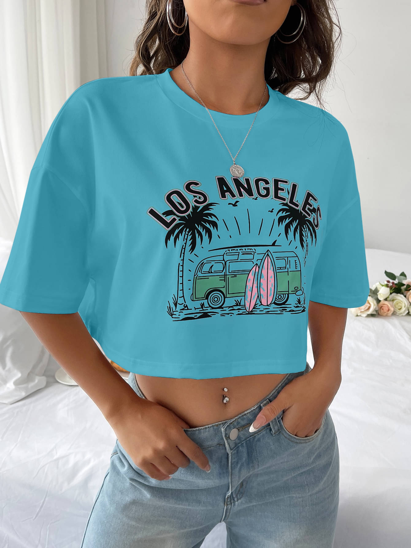 Aahwan Women's Cotton Crop Top ( Light Blue ) Aahwan Women's Cotton Crop Top ( Light Blue )