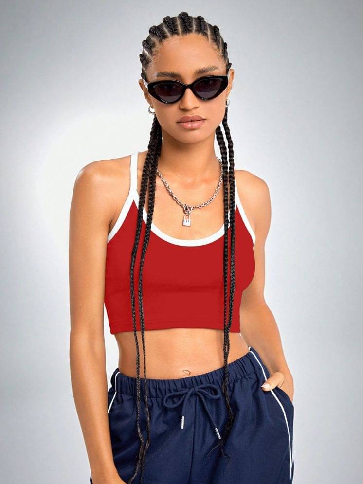 Aahwan Women's Polyester Camisole Top ( Red ) Aahwan Women's Polyester Camisole Top ( Red )