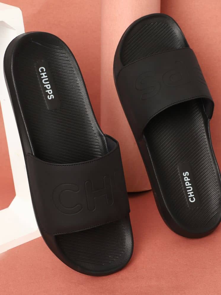 CHUPPS Black Men's Slide Flip Flop