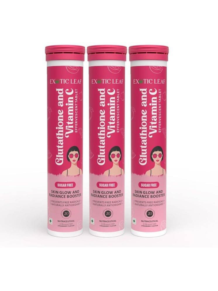     			Exotic Leaf Glutathione Strawberry Tablets for Skin Brightening, Glow & Minerals (60 Nos)