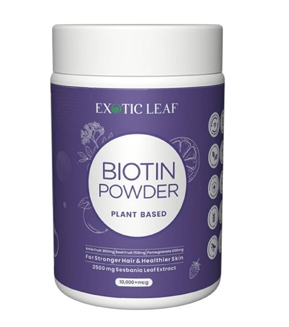 Exotic Leaf Plant Based Biotin Hair 10000mcg Supplement | For Men and Women | Hair Growth with Natural Sesbania, Amla, Bambo & Orange | Hair for Control | Healthy Hair, Skin & Nails | Pack of 200g Exotic Leaf Plant Based Biotin Hair 10000mcg Supplement | For Men and Women | Hair Growth with Natural Sesbania, Amla, Bambo & Orange | Hair for Control | Healthy Hair, Skin & Nails | Pack of 200g