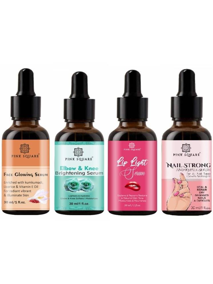     			Face Glowing Skin Serum, Elbow and Knee Brightening Serum, Lip Light Serum & Nail Strong and Repair Serum (Each,30ml) Combo of 4