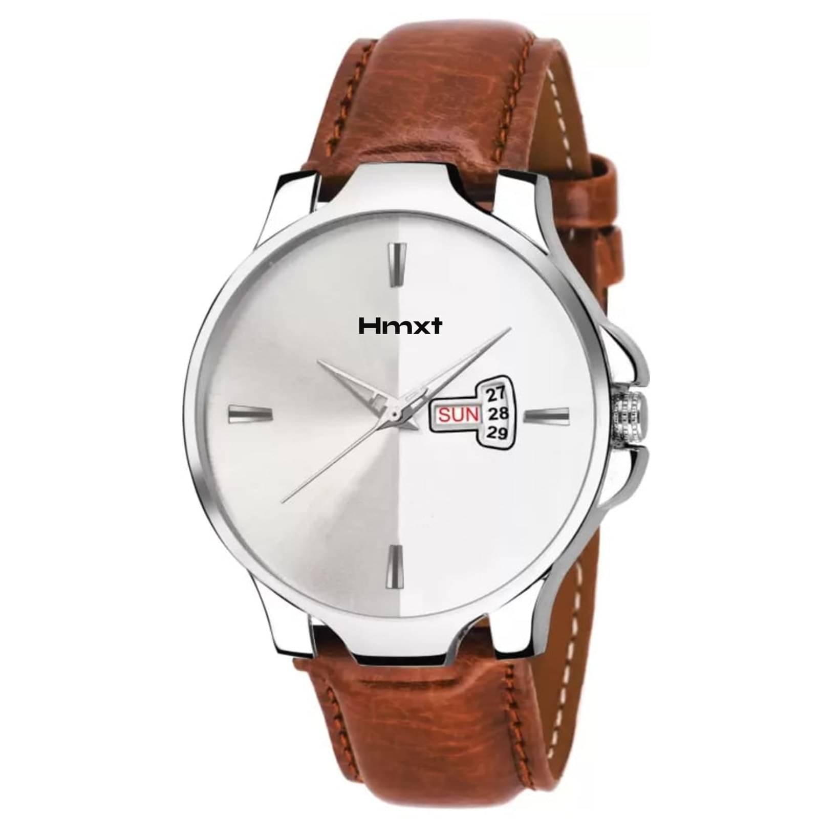     			HMXT Brown Leather Analog Men's Watch