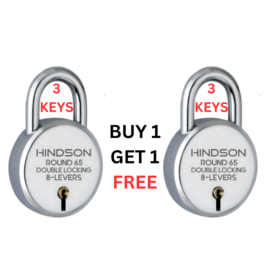 Hindson India Heavy Duty Round 65mm Padlock – Metal Body with Double Locking Mechanism, 8 Steel Levers, 3 Keys | Ideal for Doors, Gates, Shutters (Pack of 2) Hindson India Heavy Duty Round 65mm Padlock – Metal Body with Double Locking Mechanism, 8 Steel Levers, 3 Keys | Ideal for Doors, Gates, Shutters (Pack of 2)