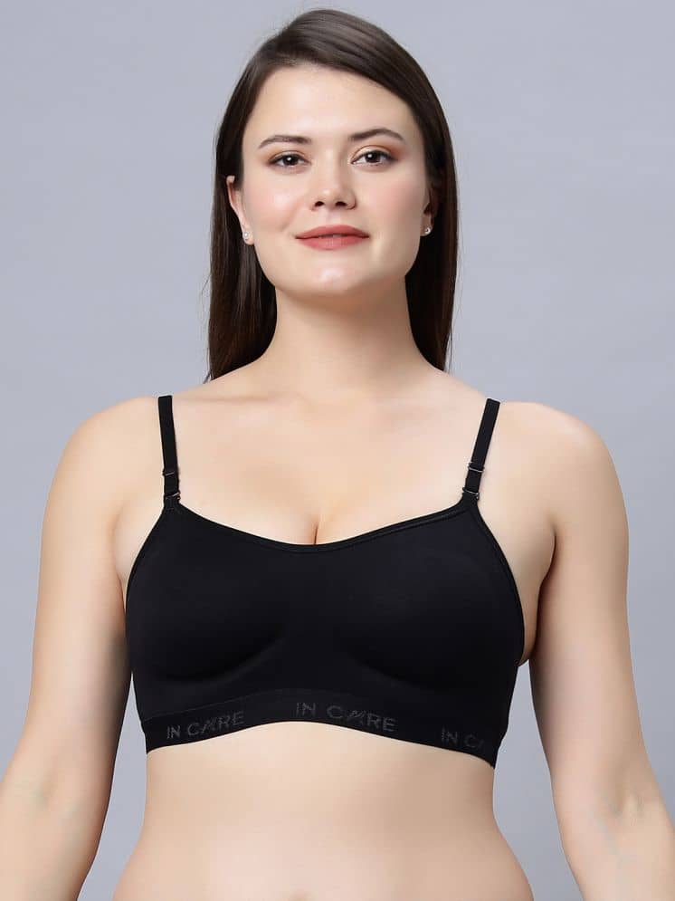 IN CARE LINGERIE Cotton Non Padded Women's T-Shirt Bra ( Black ) SPORTS-03_BLACK_38B