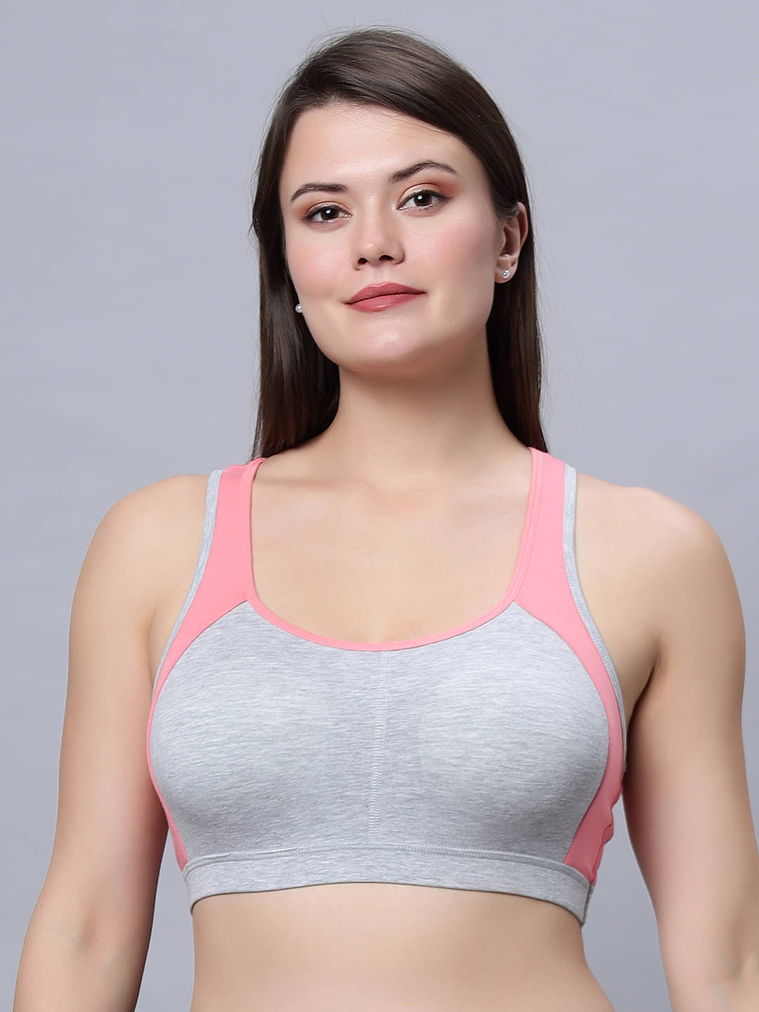 IN CARE LINGERIE Elastane Removable Padding Women's Racerback bra ( Multicolor ) ICPS-01_GREYPEACH_36B     			IN CARE LINGERIE Elastane Removable Padding Women's Racerback bra ( Multicolor ) ICPS-01_GREYPEACH_36B