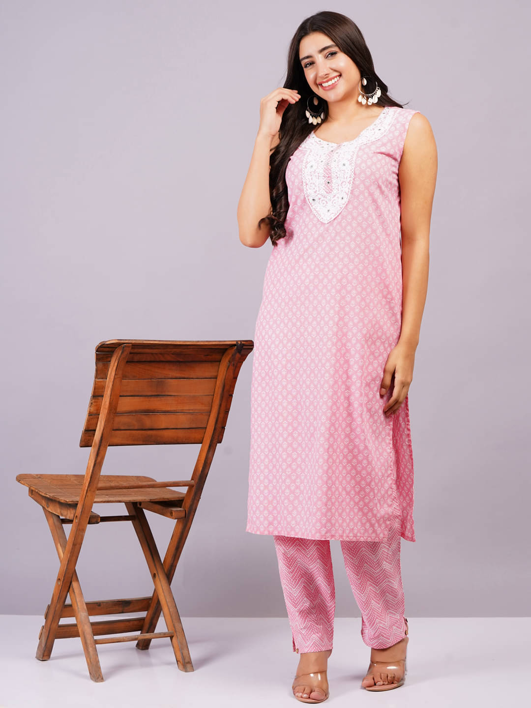 JC4U Cotton Printed Kurti With Pants Women's Stitched Salwar Suit - Pink ( Pack of 1 )     			JC4U Cotton Printed Kurti With Pants Women's Stitched Salwar Suit - Pink ( Pack of 1 )