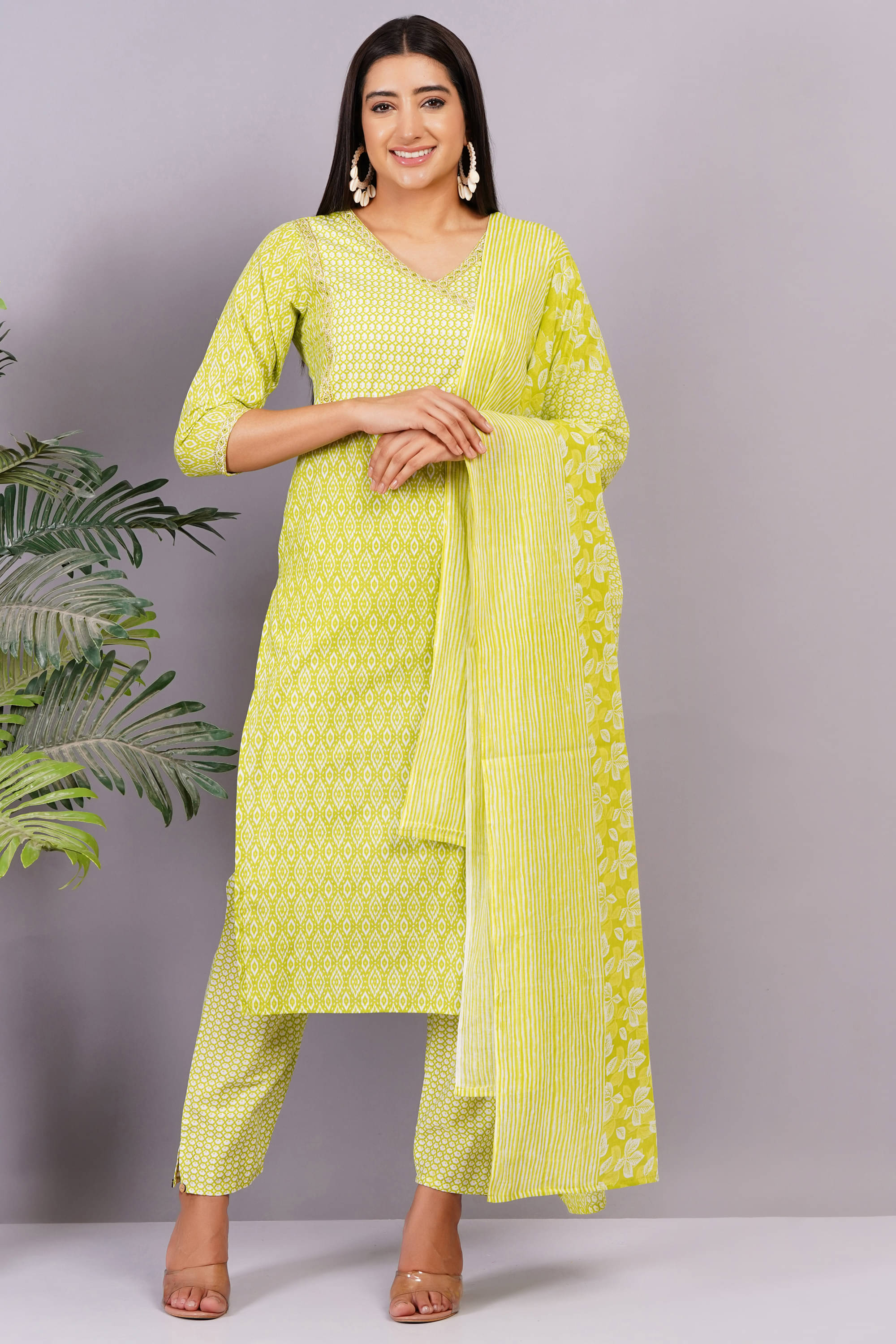 JC4U Cotton Printed Kurti With Pants Women's Stitched Salwar Suit - Yellow ( Pack of 1 )     			JC4U Cotton Printed Kurti With Pants Women's Stitched Salwar Suit - Yellow ( Pack of 1 )
